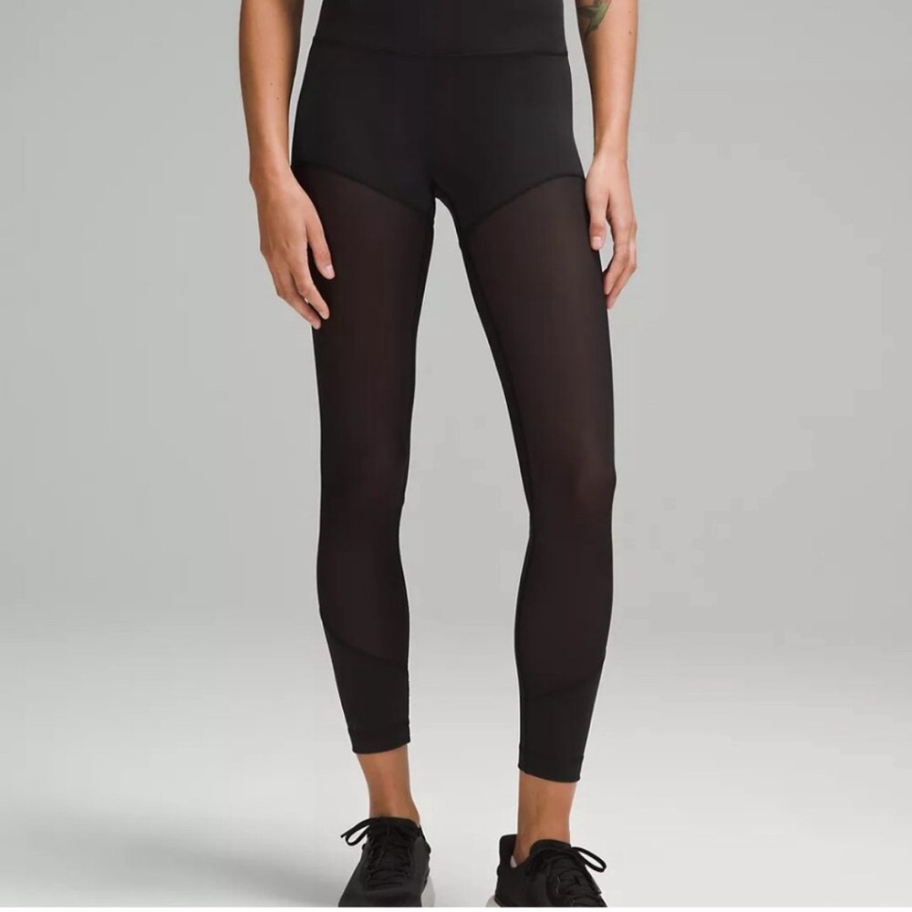 Lululemon Wunder train mesh HR black 25”  leggings size 12